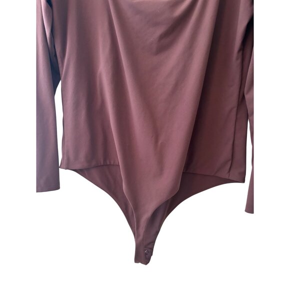 Nuuds Coffee Long Sleeve Square Neck Thong Style Bodysuit - Picture 6 of 10